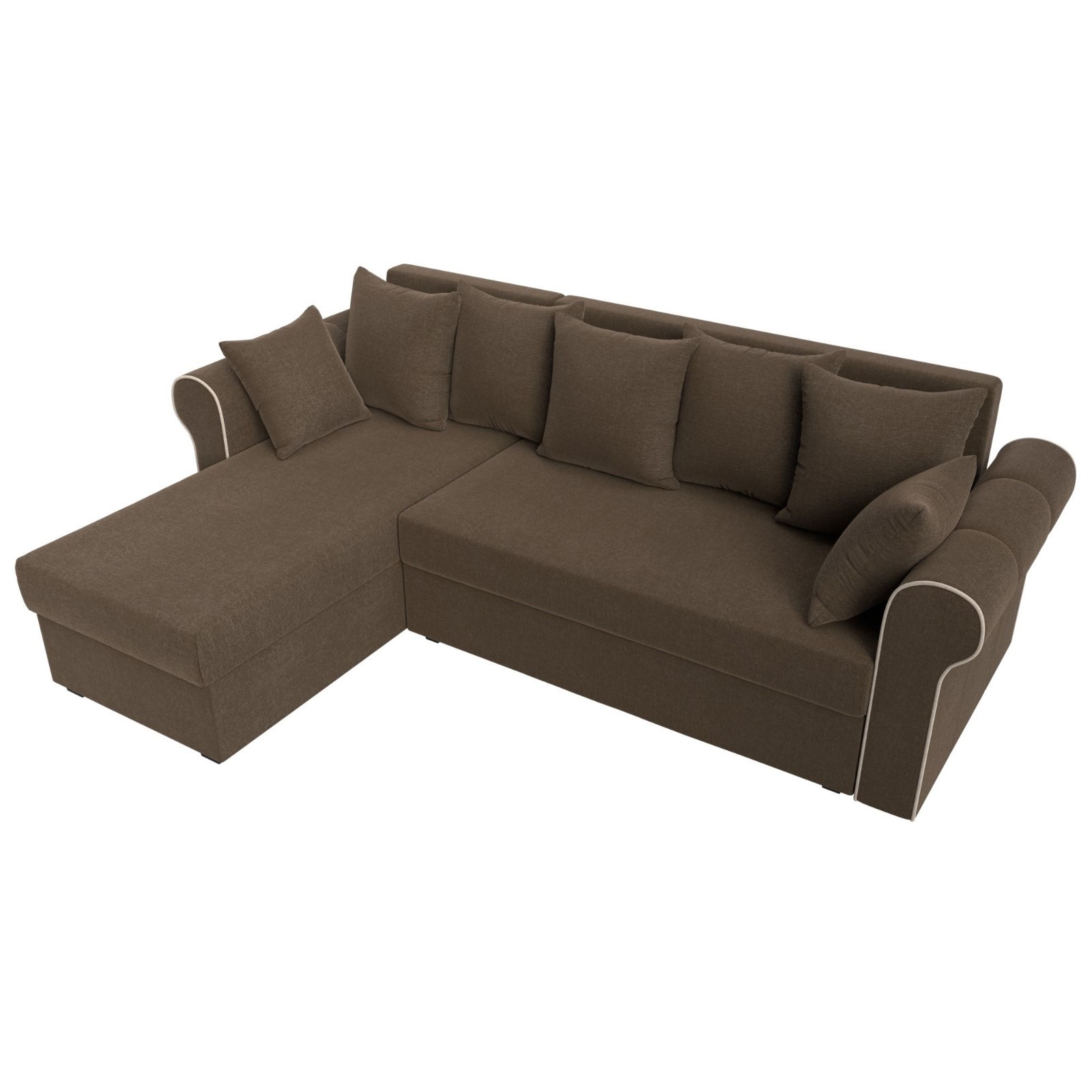 Угловой диван «Рейн», механизм еврокнижка, угол левый, рогожка, коричневый/ кант бежевый (9134992) - Купить по цене от 44 370.00 руб.